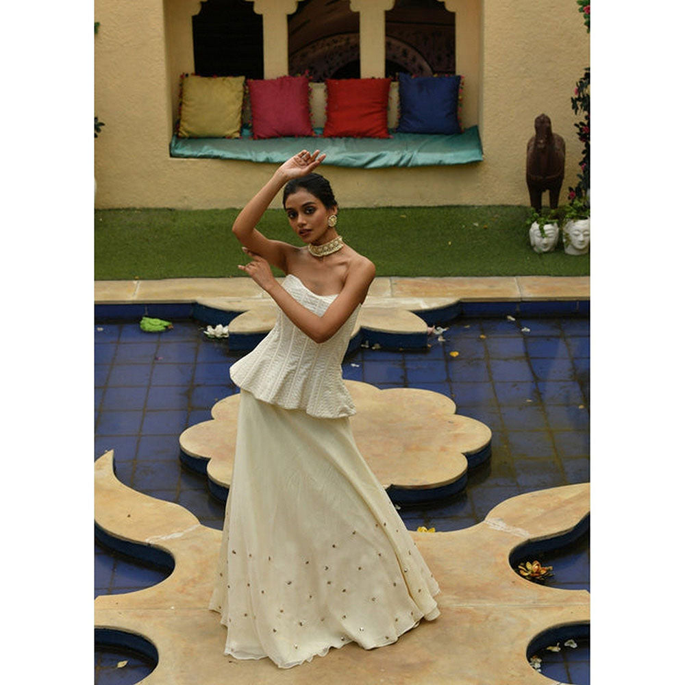 Sunanta Madaan Ivory Indo-Western Lehenga with Corset
