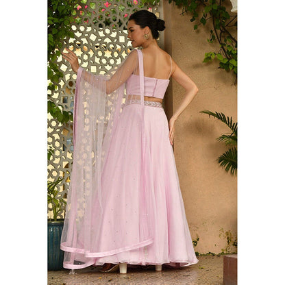 Sunanta Madaan Pink Designer Lehenga with Top and Dupatta