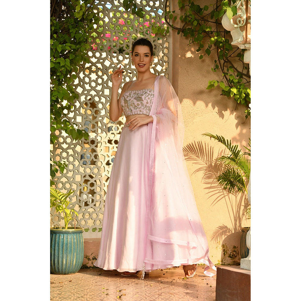 Sunanta Madaan Pink Designer Lehenga with Top and Dupatta