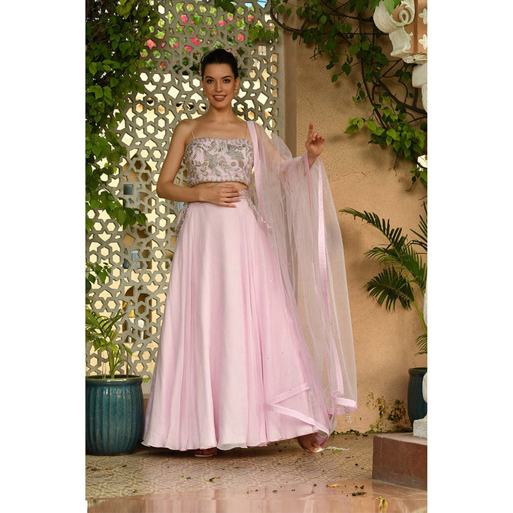 Sunanta Madaan Pink Designer Lehenga with Top and Dupatta