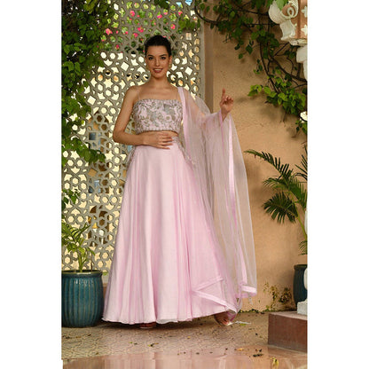 Sunanta Madaan Pink Designer Lehenga with Top and Dupatta