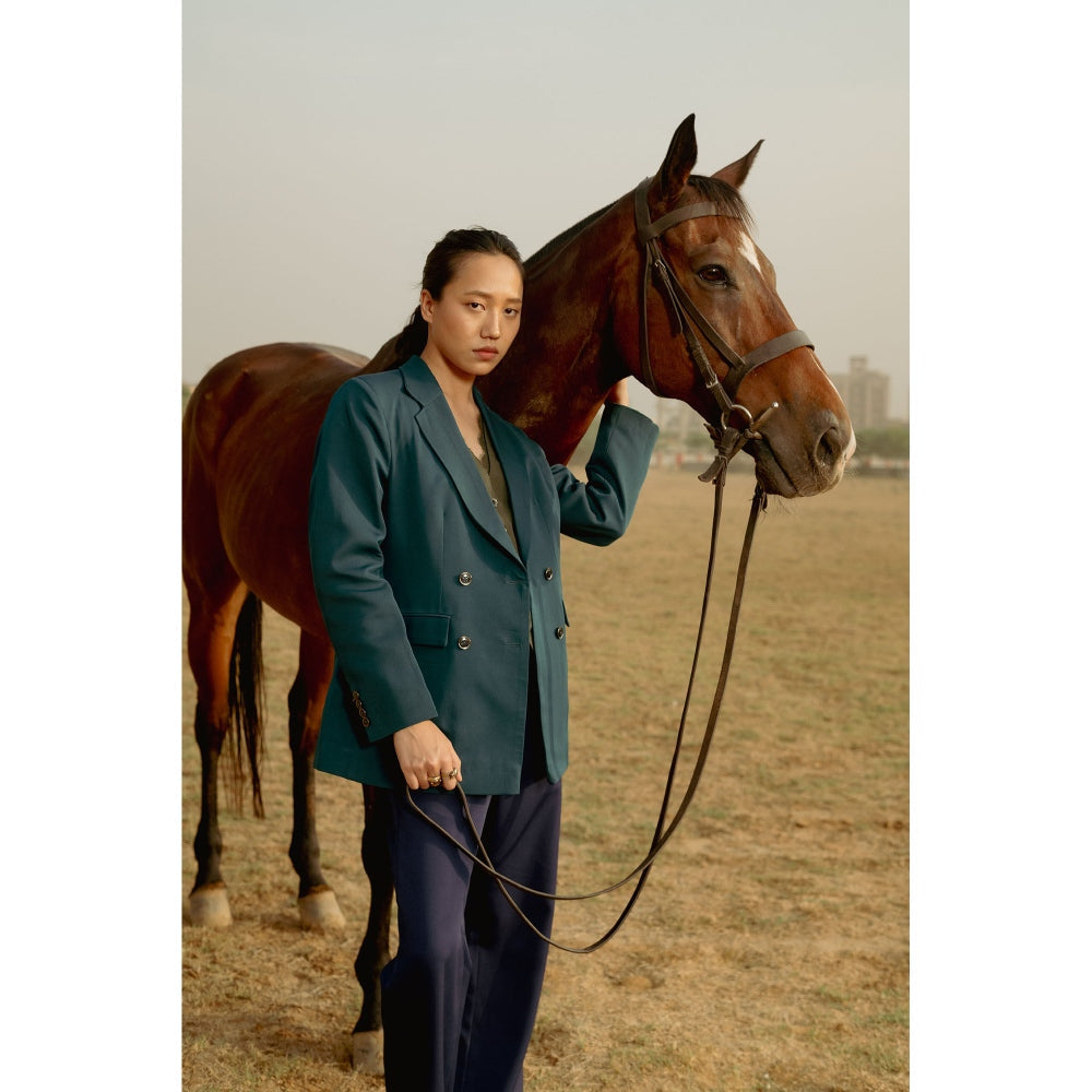 LABEL RAASA Green Bay Blazer with Waist Coat and Pant (Set of 3)