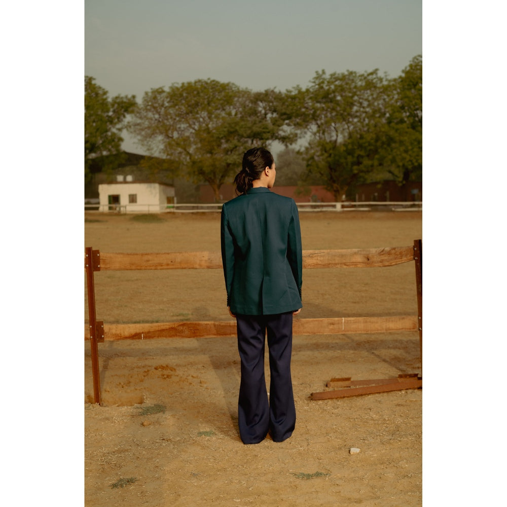 LABEL RAASA Green Bay Blazer with Waist Coat and Pant (Set of 3)