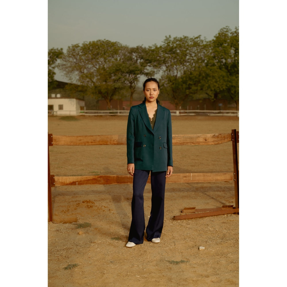 LABEL RAASA Green Bay Blazer with Waist Coat and Pant (Set of 3)