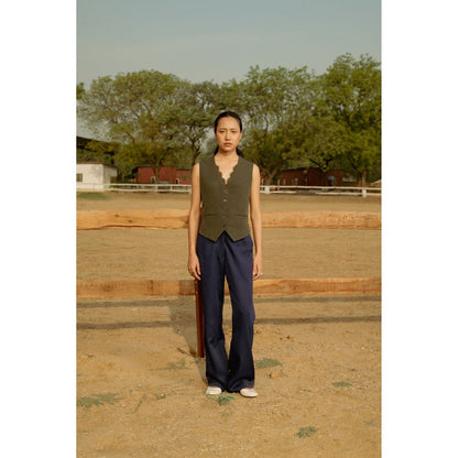 LABEL RAASA Olive Riz Waist Coat