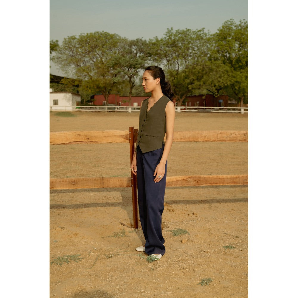 LABEL RAASA Olive Riz Waist Coat