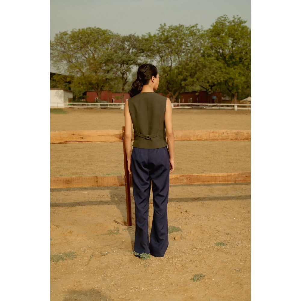 LABEL RAASA Olive Riz Waist Coat