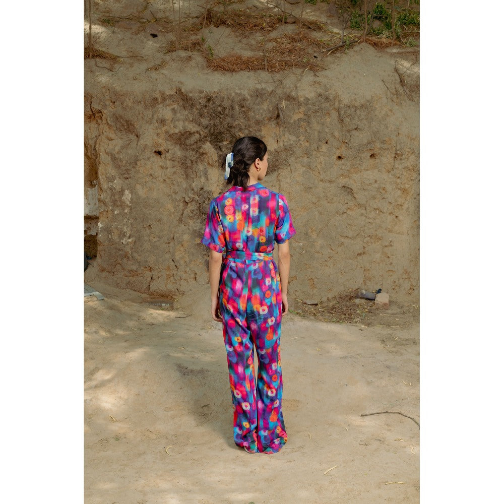 LABEL RAASA Multi-Colour Luna Jumpsuit with Belt (Set of 2)