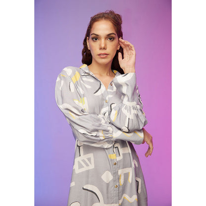 Label SOUS Grey Contemporary Cool Shirt Dress