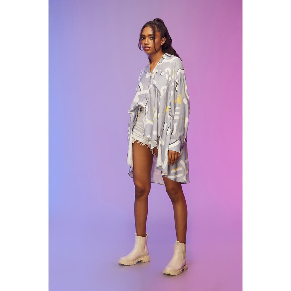 Label SOUS Grey Snazzy High-Low Shirt