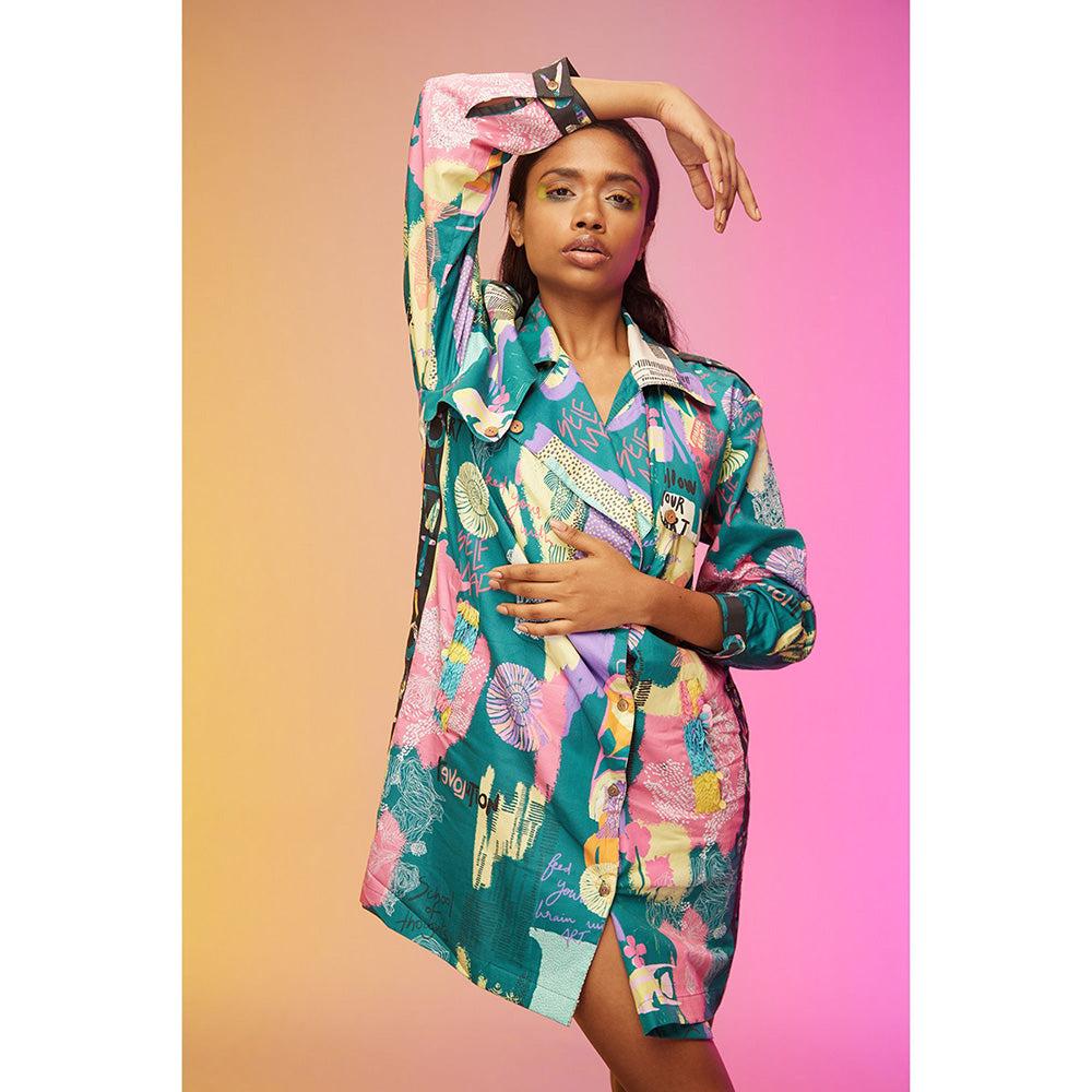 Label SOUS Green Metropolis Mosaic Dress