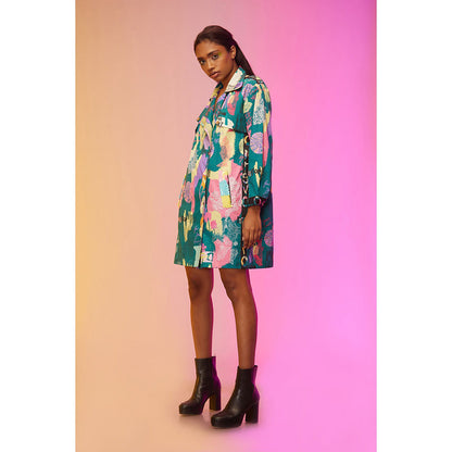 Label SOUS Green Metropolis Mosaic Dress