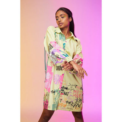 Label SOUS Yellow Street Art Dress