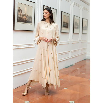 LABEL RUHBAB Cream Kalidaar Silk Georgette Dress