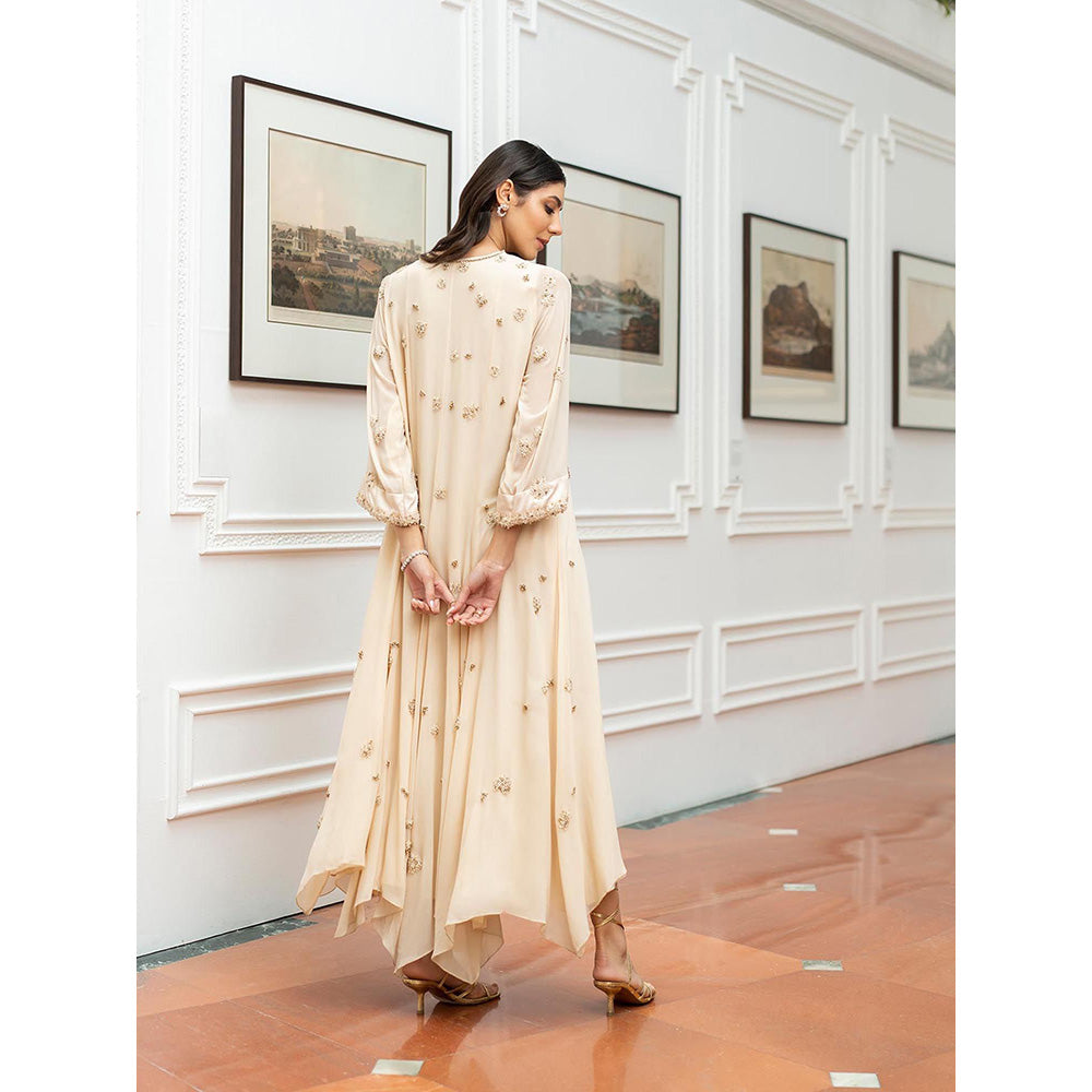 LABEL RUHBAB Cream Kalidaar Silk Georgette Dress