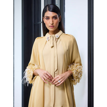 LABEL RUHBAB Premium Silk Georgette Draped Tunic and Pant (Set of 2)