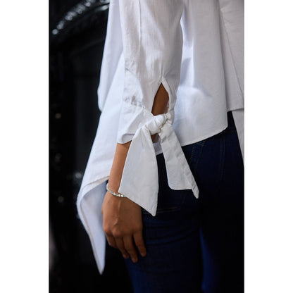 LABEL RUHBAB Draped Embroidered Collar Neck