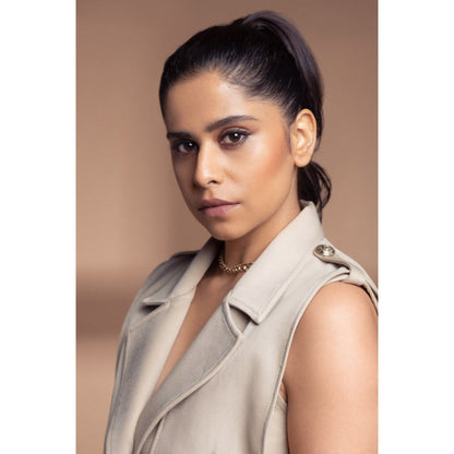 Label Suravika S Beige Safari Shorts with Blazer (Set of 2)