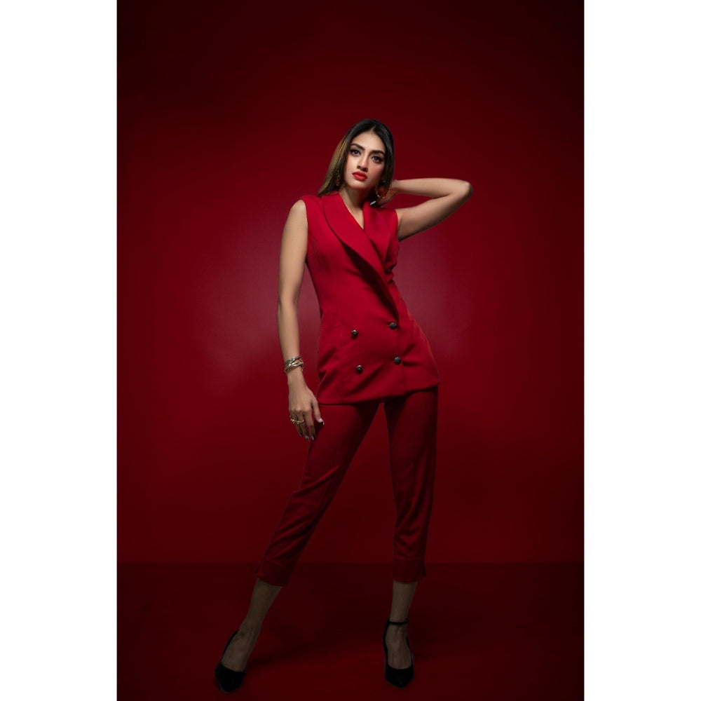 Label Suravika S Red Rouge Co-Ord (Set of 2)