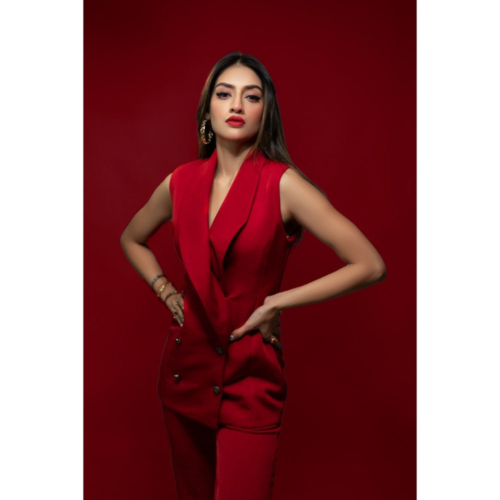 Label Suravika S Red Rouge Co-Ord (Set of 2)