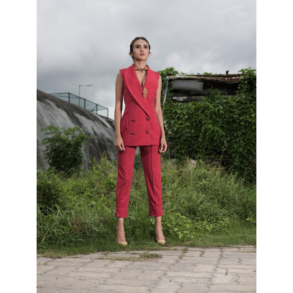 Label Suravika S Red Rouge Co-Ord (Set of 2)