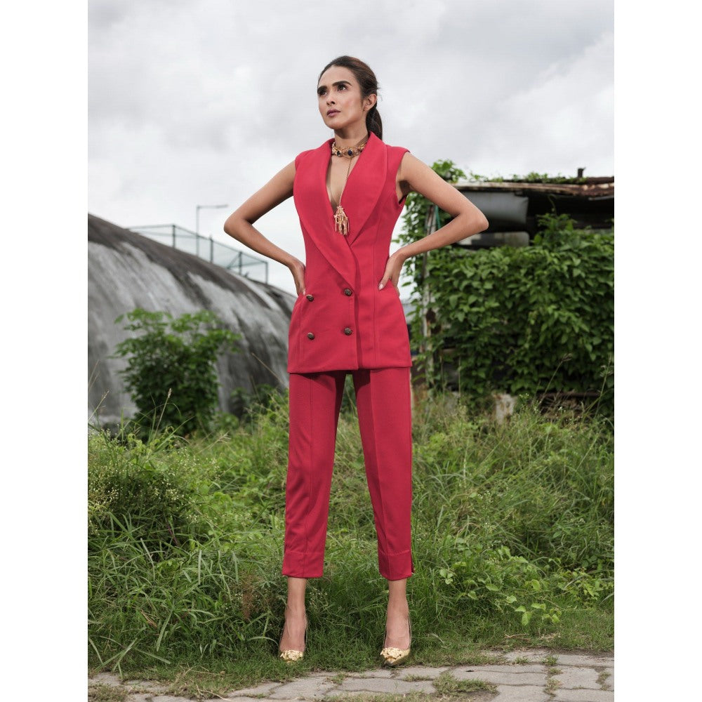 Label Suravika S Red Rouge Co-Ord (Set of 2)