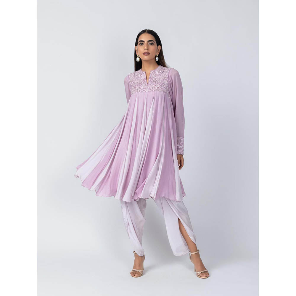 LABEL NAARITI Ziva Two-Toned Lavender Kurta with Dhoti Pant (Set of 2)