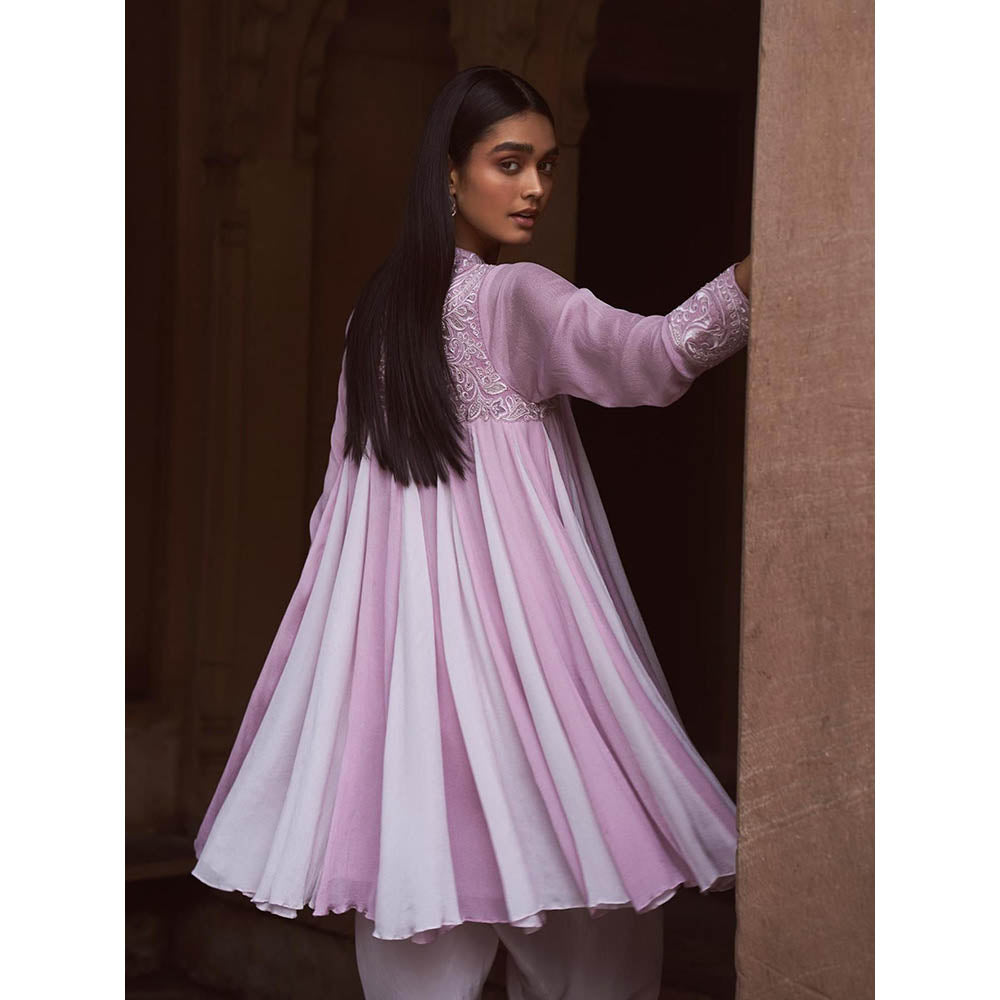 LABEL NAARITI Ziva Two-Toned Lavender Kurta with Dhoti Pant (Set of 2)
