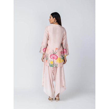 LABEL NAARITI Nirvana Floral Aquatic Motifs Silk Kurti with Pant (Set of 2)