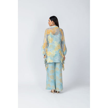 LABEL NAARITI Nyra Blue Floral Co-Ord (Set of 3)