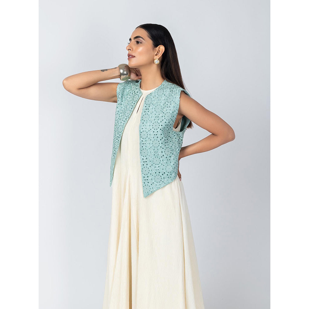 LABEL NAARITI Blue Mira Dress with Overlays (Set of 2)