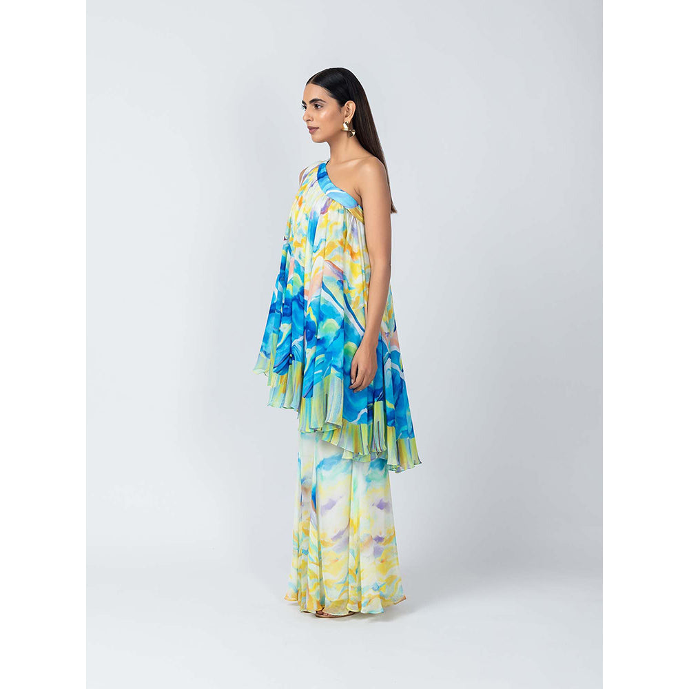 LABEL NAARITI Osheen Multi-Color Top with Sharara (Set of 2)