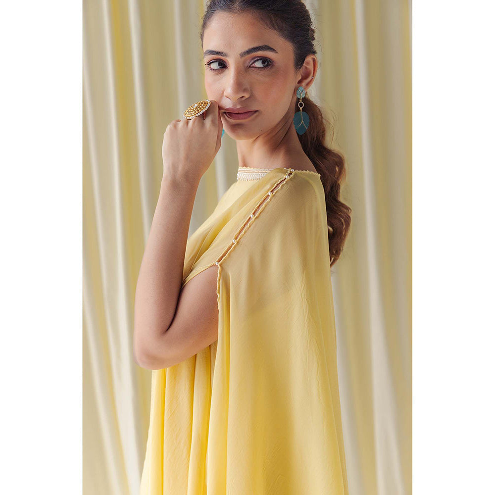 LABEL NAARITI Zerina Yellow Top with Palazzo and Slip (Set of 3)