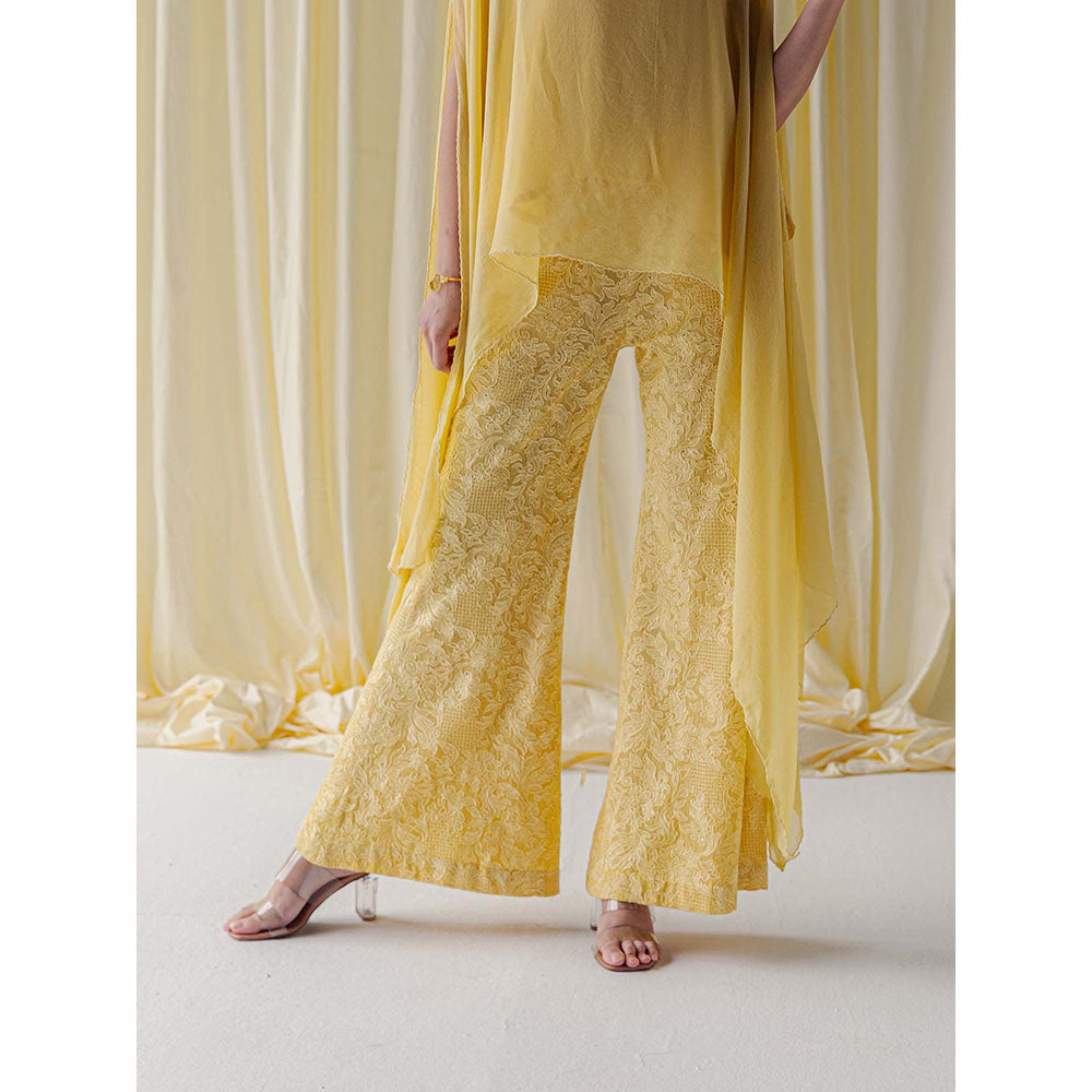 LABEL NAARITI Zerina Yellow Top with Palazzo and Slip (Set of 3)