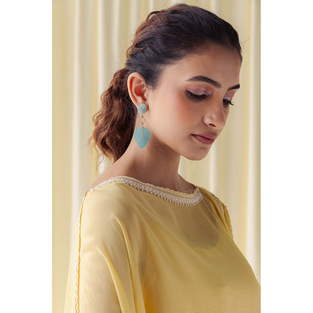 LABEL NAARITI Zerina Yellow Top with Palazzo and Slip (Set of 3)