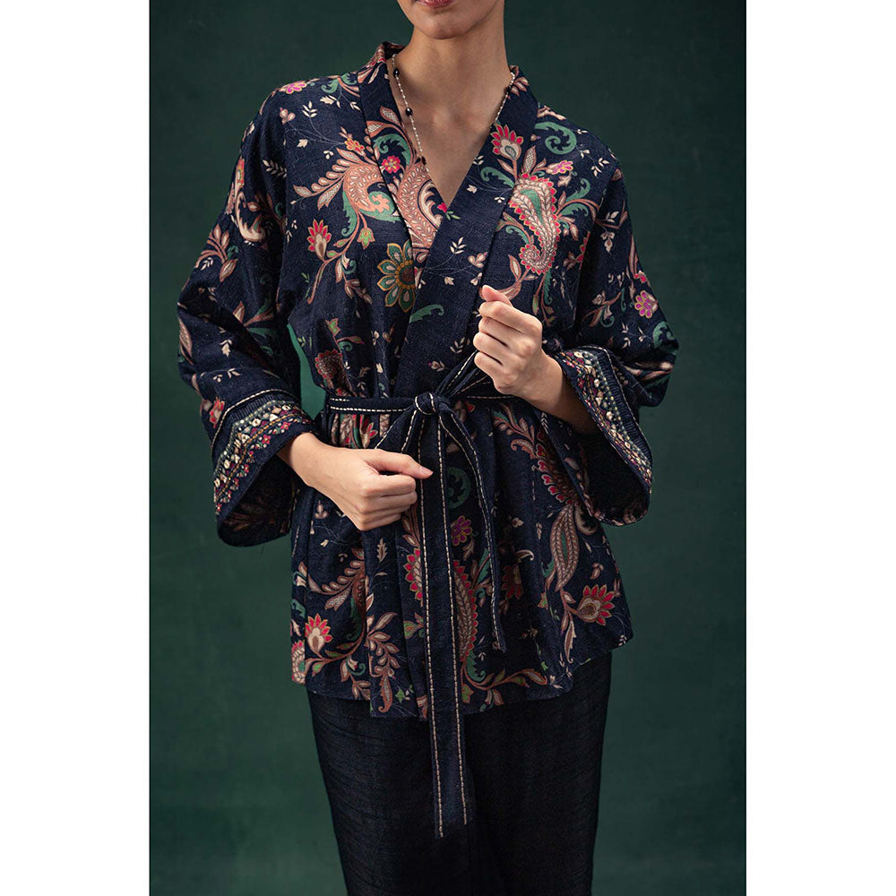 LABEL NAARITI Yasmin Black Top with Palazzo and Belt (Set of 3)