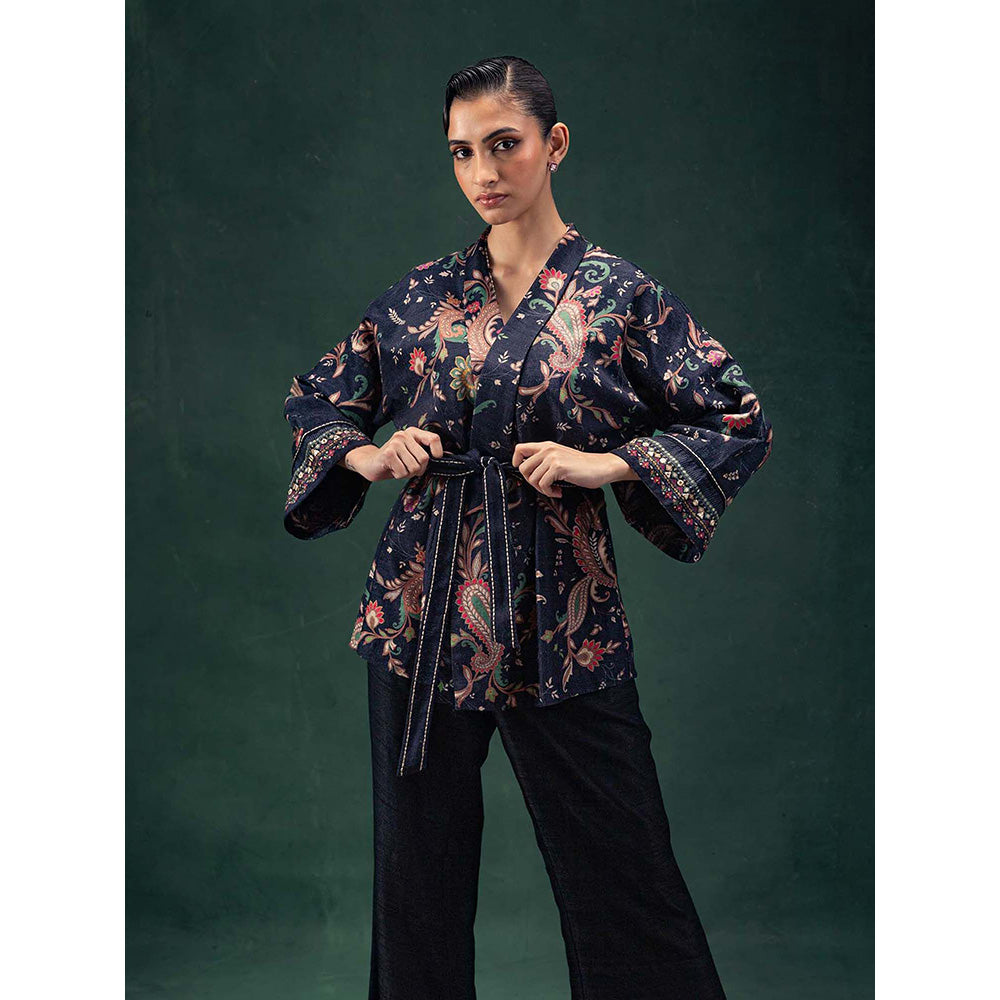 LABEL NAARITI Yasmin Black Top with Palazzo and Belt (Set of 3)