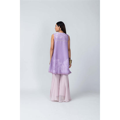 LABEL NAARITI Zara Purple Top with Sharara (Set of 2)