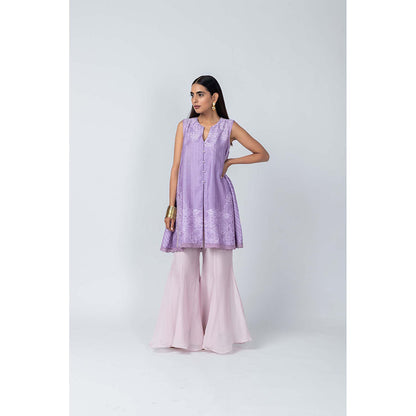 LABEL NAARITI Zara Purple Top with Sharara (Set of 2)