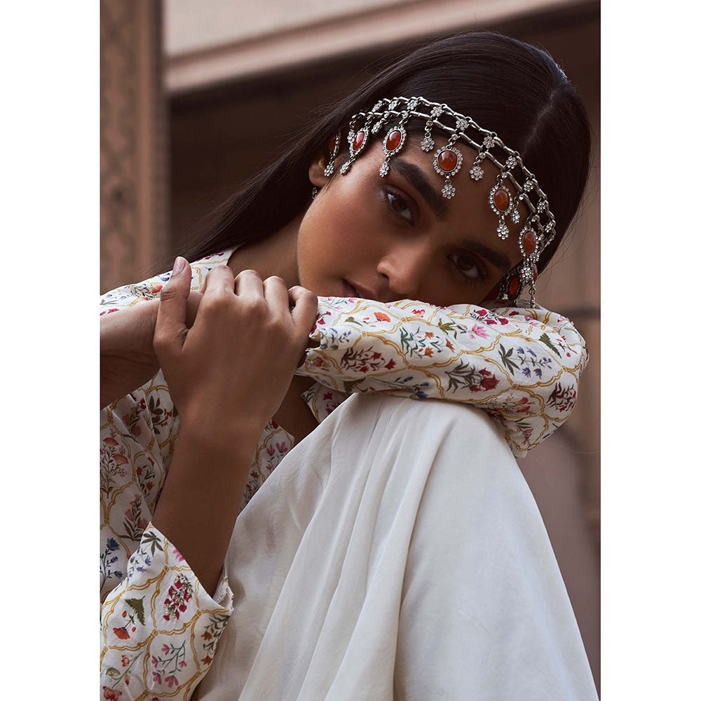 LABEL NAARITI Mirza Ivory Top with Dhoti Pant (Set of 2)