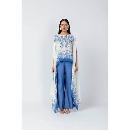 LABEL NAARITI Azure Blue Top with Pant (Set of 2)