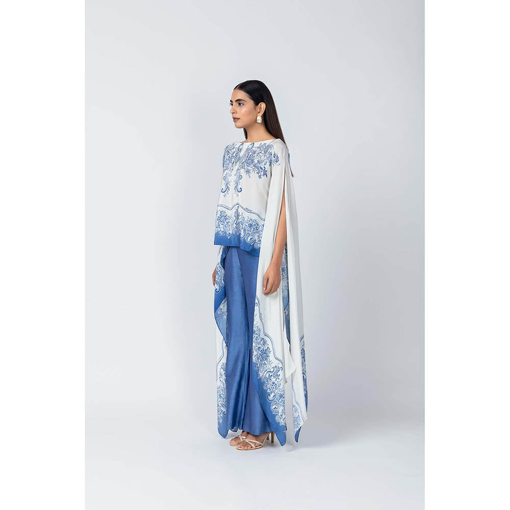 LABEL NAARITI Azure Blue Top with Pant (Set of 2)