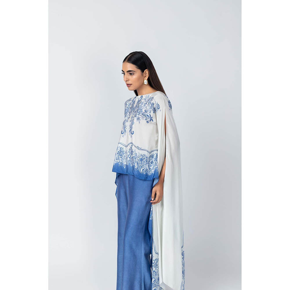 LABEL NAARITI Azure Blue Top with Pant (Set of 2)