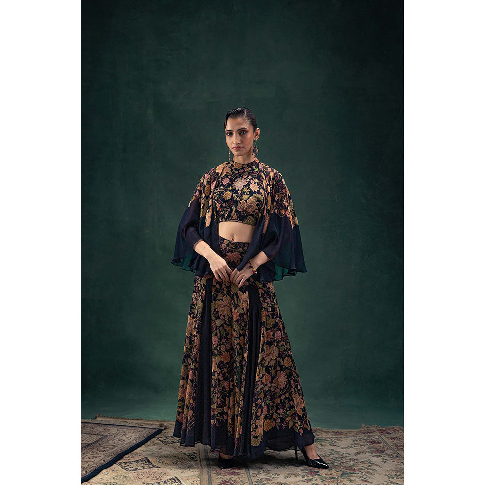 LABEL NAARITI Eshana Black Crop Top with Palazzo (Set of 2)