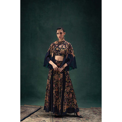 LABEL NAARITI Eshana Black Crop Top with Palazzo (Set of 2)
