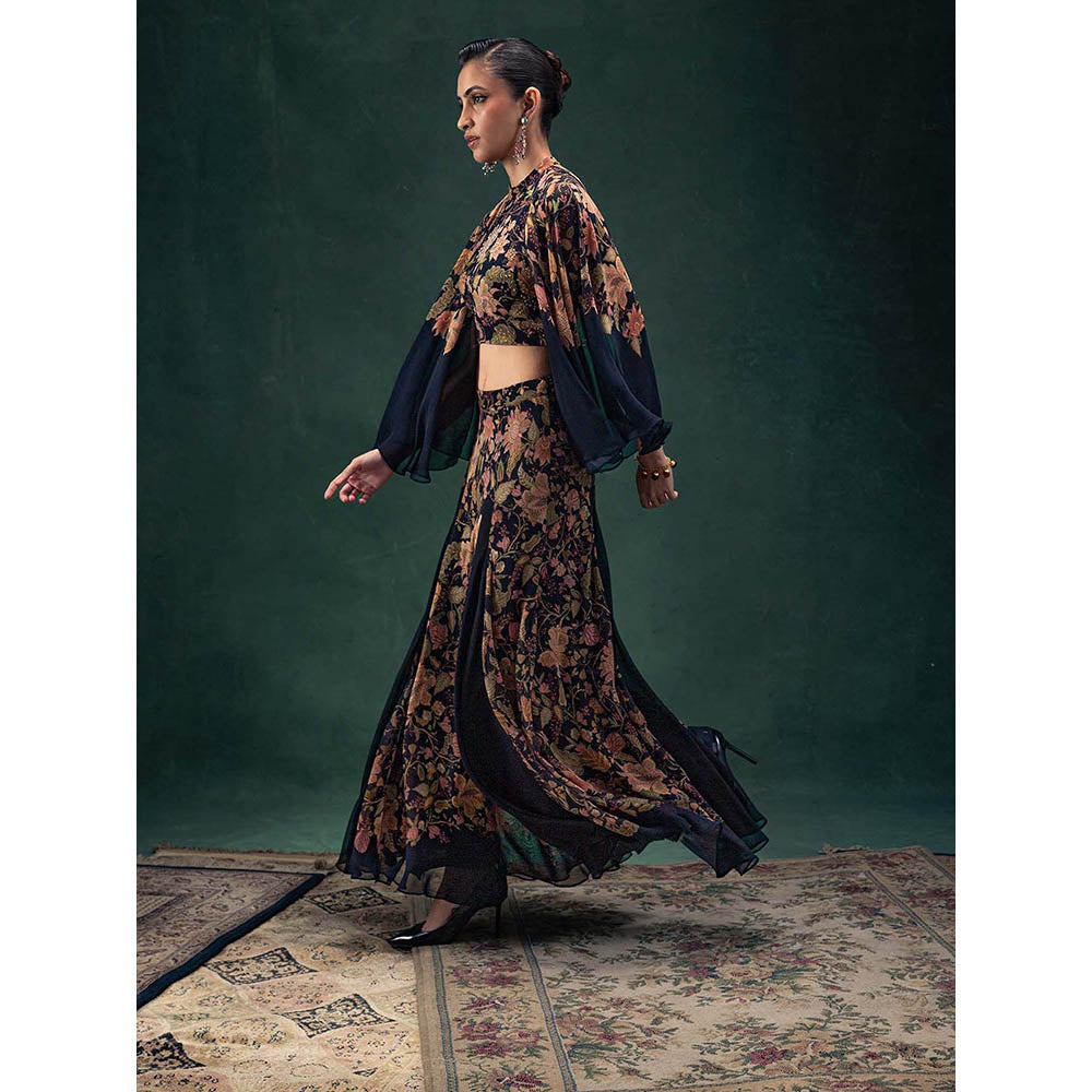 LABEL NAARITI Eshana Black Crop Top with Palazzo (Set of 2)