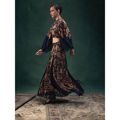 LABEL NAARITI Eshana Black Crop Top with Palazzo (Set of 2)