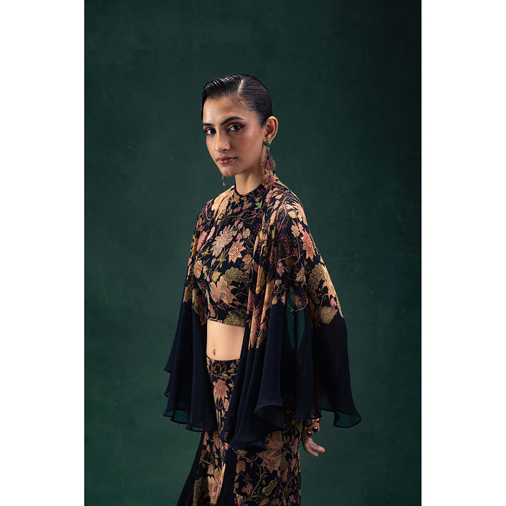 LABEL NAARITI Eshana Black Crop Top with Palazzo (Set of 2)