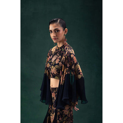 LABEL NAARITI Eshana Black Crop Top with Palazzo (Set of 2)