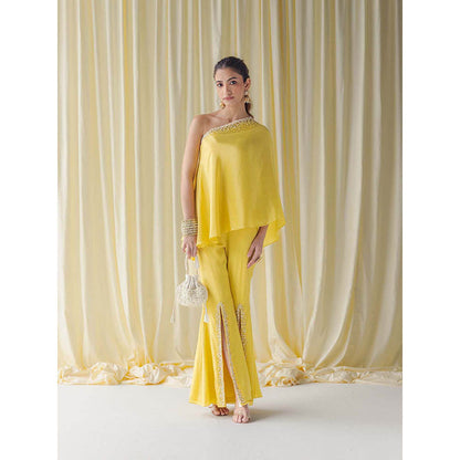 LABEL NAARITI Zurain Yellow Top with Sharara (Set of 2)